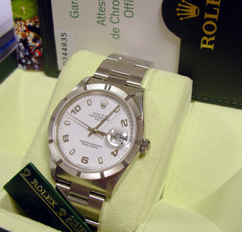 2006 Oyster Perpetual Date with white dial, Oyster bracelet, box, manual & paper