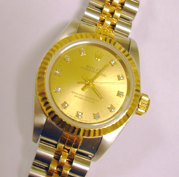 Very pretty bicolour NON-DATE with champagne / diamond dial and Jubilee bracelet