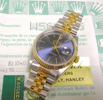 1996 bicolour Datejust model 16233 with popular <b>BLUE</b> dial, Jubilee bracel