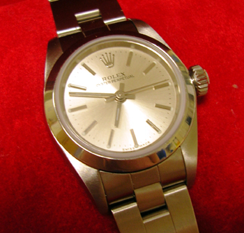UNMARKED lady's Oyster Perpetual from approx 2001 with silver dial, Oyster brace