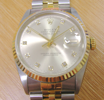 Bicolour Datejust model 16233 with silver / diamond dot dial and Jubilee bracele