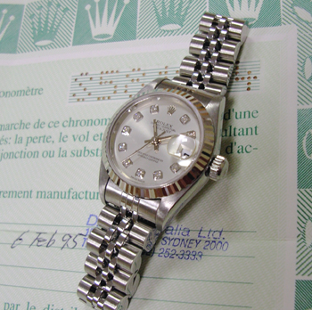 Lady's steel / white metal Datejust model 69174 with a very pretty, custom-made 