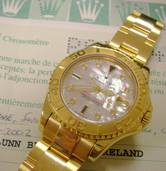 2002 mid-size Yacht-master model 168628 with <b>original Mother-of-Pearl, Sapphi